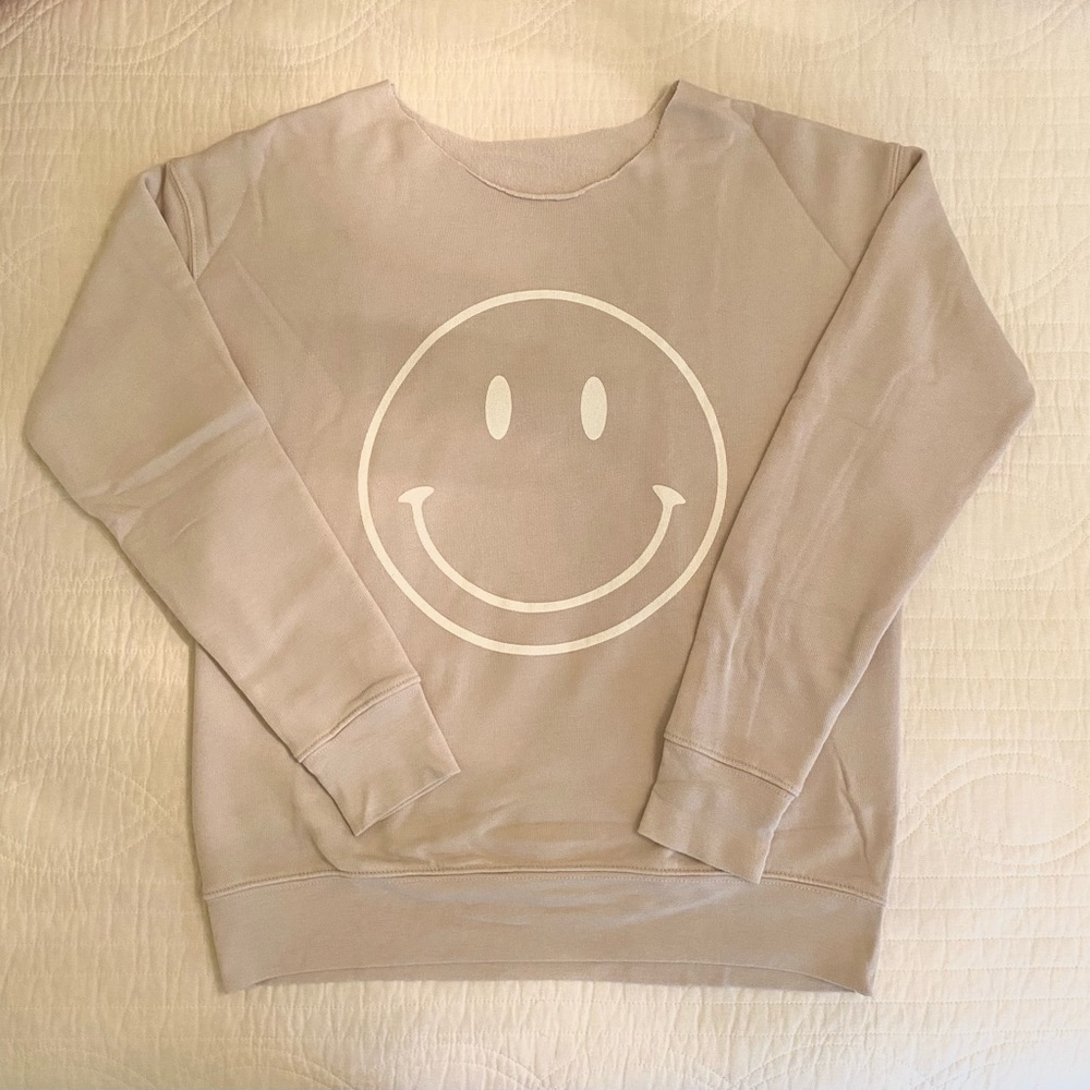 Smiley Face Beige Crewneck